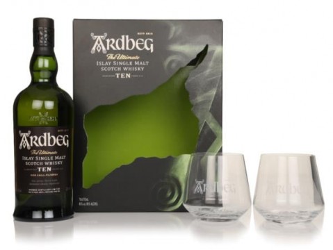 Ardbeg 10 Year Old Gift Set with 2x Glasses (No Box / Torn Label)