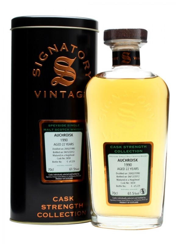 Auchroisk 1990 22 Year Old Cask #3658 Signatory Cask Strength Collection