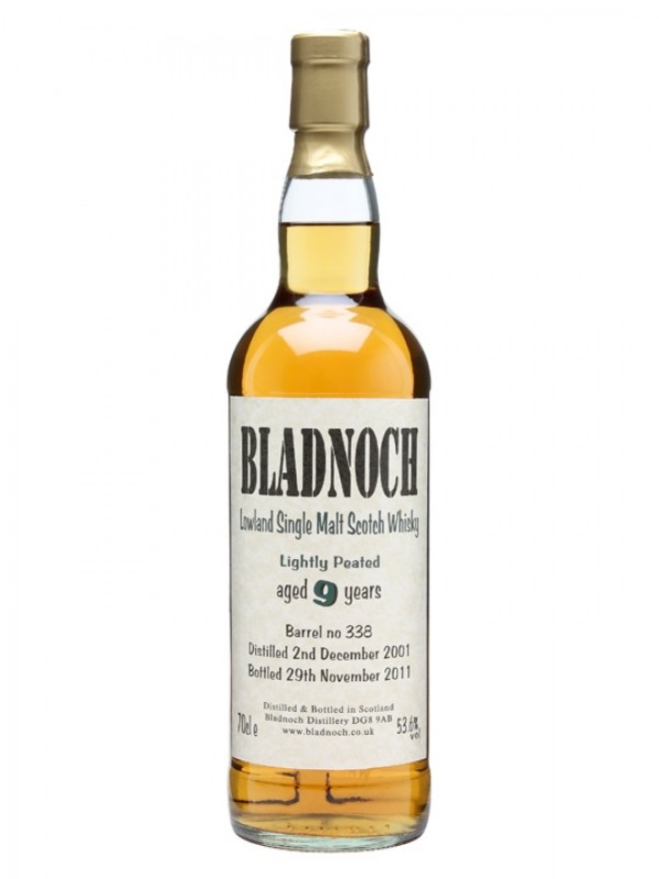 Bladnoch 2001 9 Year Old Lightly Peated Cask #338