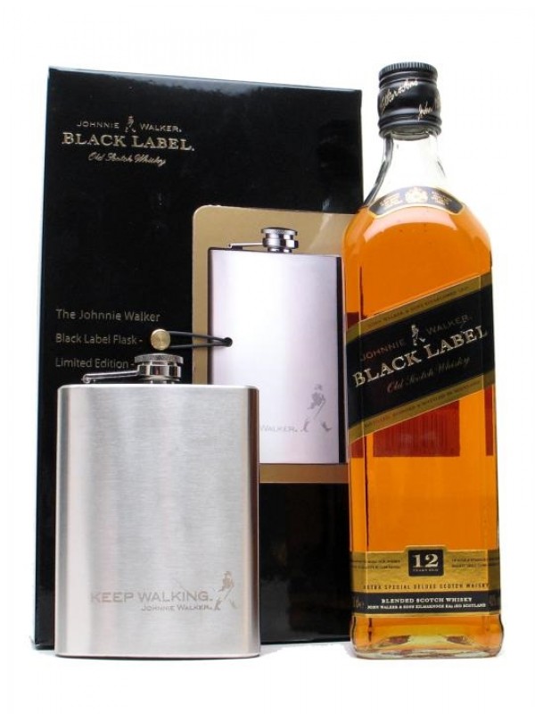 Johnnie Walker 12 Year Old Black Label Hip Flask Pack