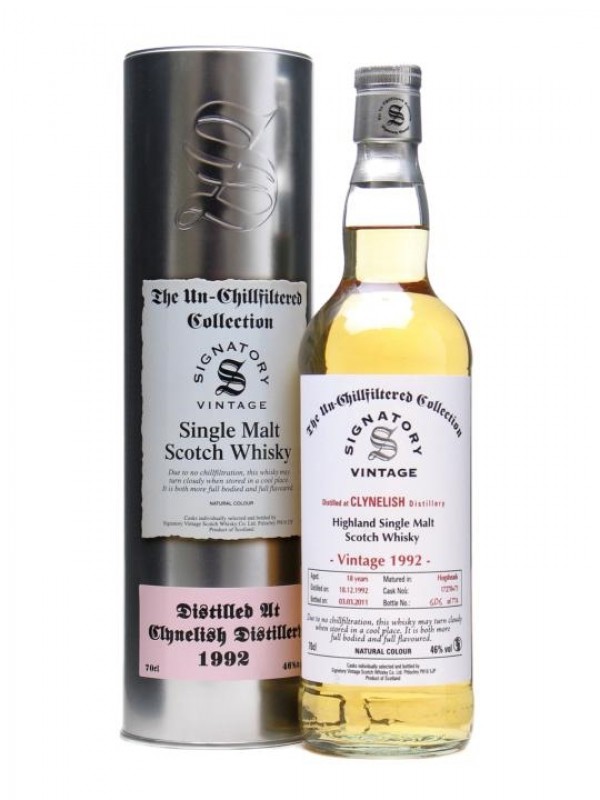 Clynelish 1992 18 Year Old Un Chillfiltered Signatory