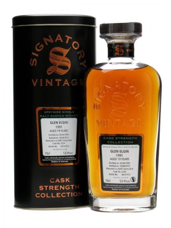 Glen Elgin 1991 19 Year Old Refill Sherry Butt #2324 Signatory