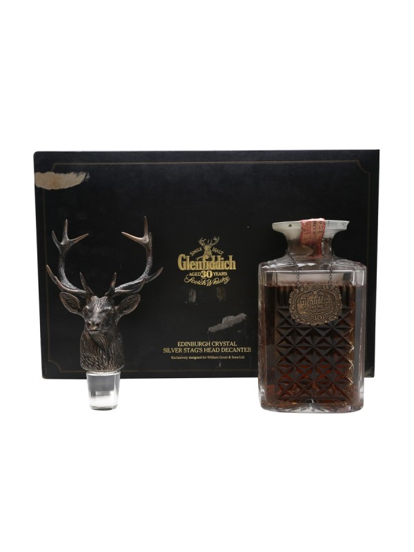 Glenfiddich 30 Year Old / Silver Stag Decanter / Bottled 1980s