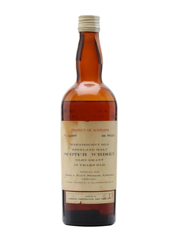 Glen Grant 15 Year Old Army & Navy Stores Bottled 1940s