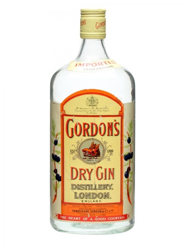 Gordon's Dry Gin Bottled 1970s 1 litre