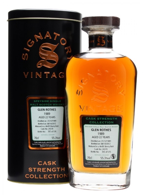 Glenrothes 1989 22 Year Old Sherry Butt #24378 Signatory Cask Strength Collection