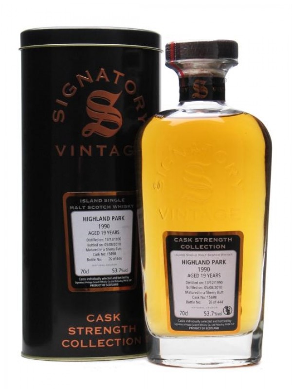 Highland Park 1990 19 Year Old Sherry Butt #15698 Signatory Cask Strength Collection