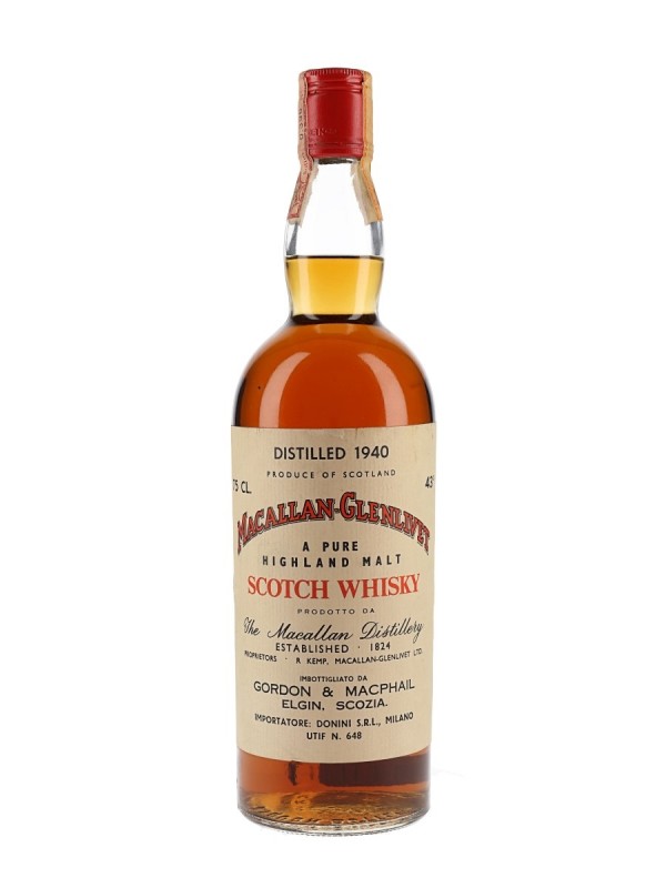 Macallan Glenlivet 1940 Sherry Cask Bottled 1960s G M Gordon & Macphail