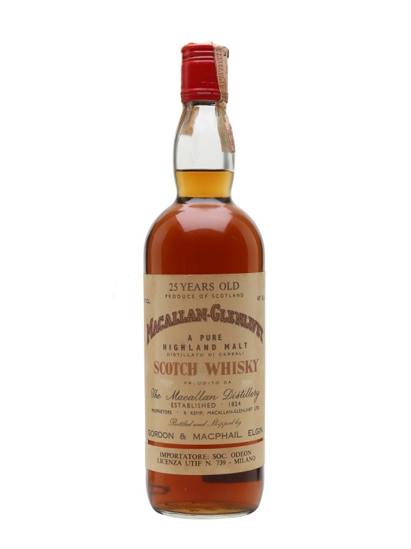 Macallan Glenlivet 25 Year Old Odeon Import Bottled 1960s Gordon & Macphail