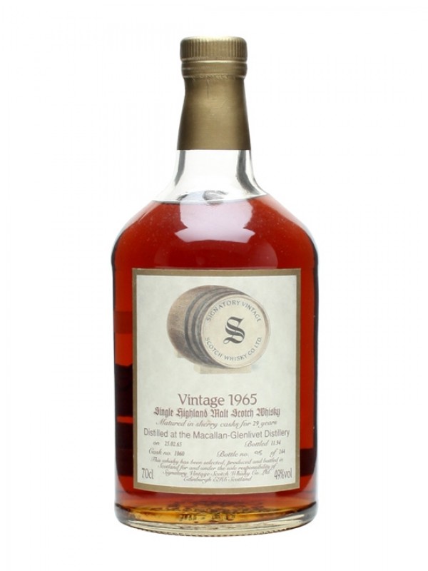 Macallan Glenlivet 1965 29 Year Old Sherry Cask Signatory cask #1060