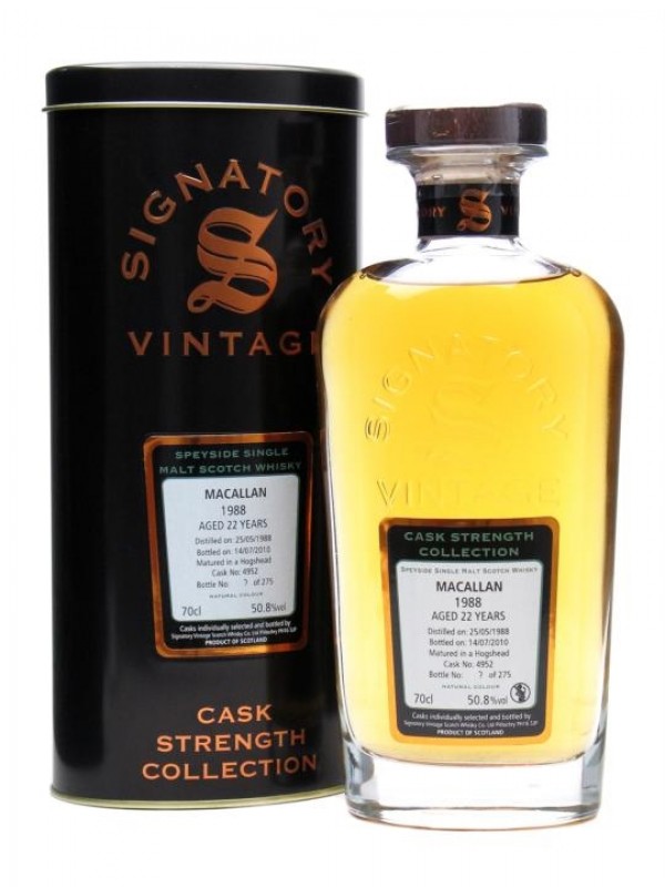Macallan 1988 22 Year Old Cask #4952 Signatory Cask Strength Collection