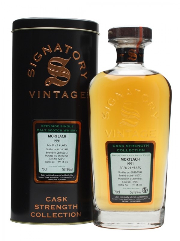 Mortlach 1991 21 Year Old Sherry Butt #12943 Signatory Cask Strength Collection