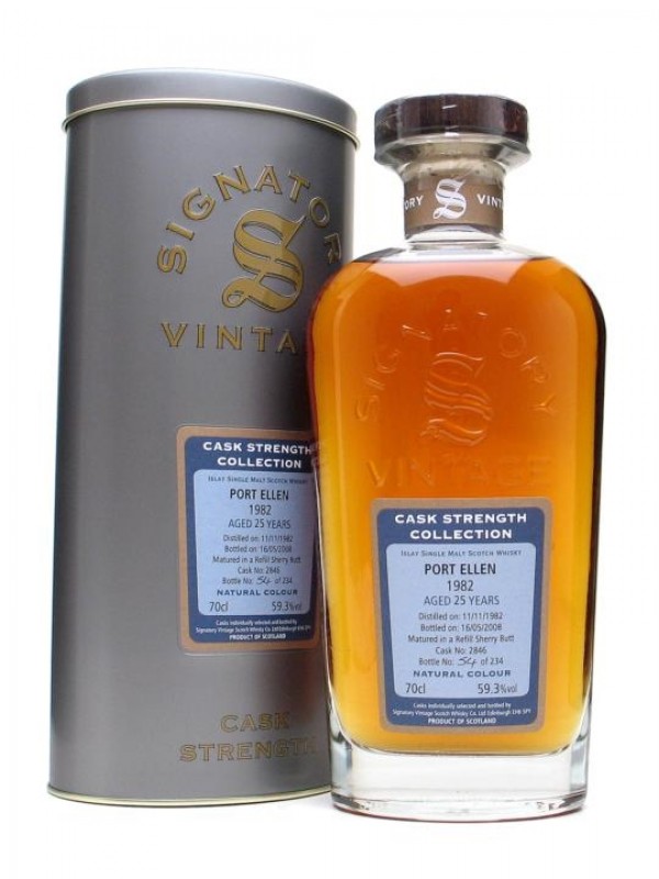 Port Ellen 1982 25 Year Old Sherry Cask Signatory Cask Strength Collection Bottled 2008