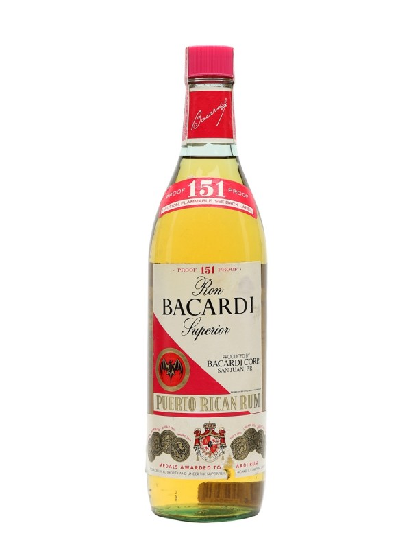 Ron Bacardi Superior 151 proof Bottled 1970s